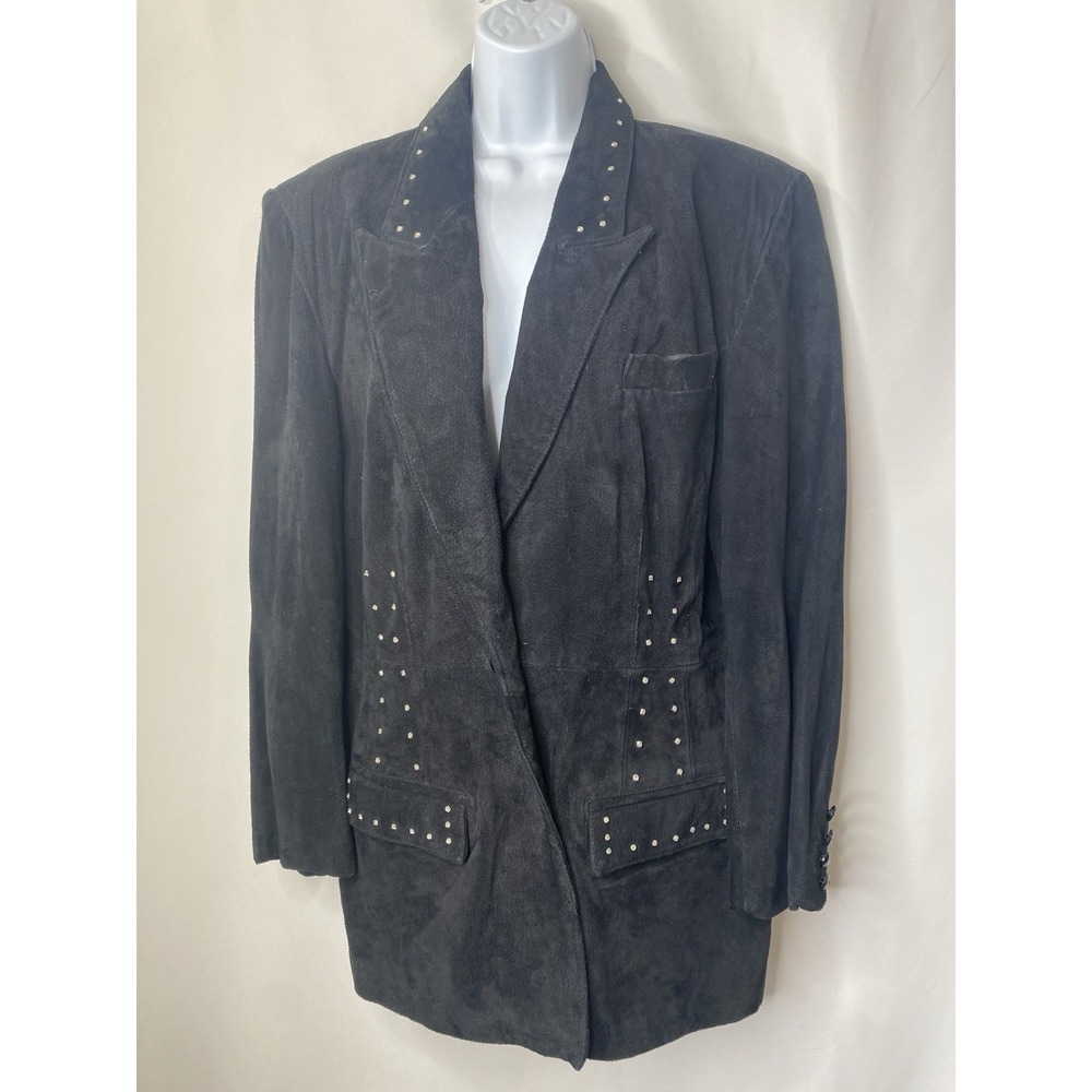 Vintage Atlantic Beach Womens Leather Jacket Size Large Blingy Posh Sophisticate